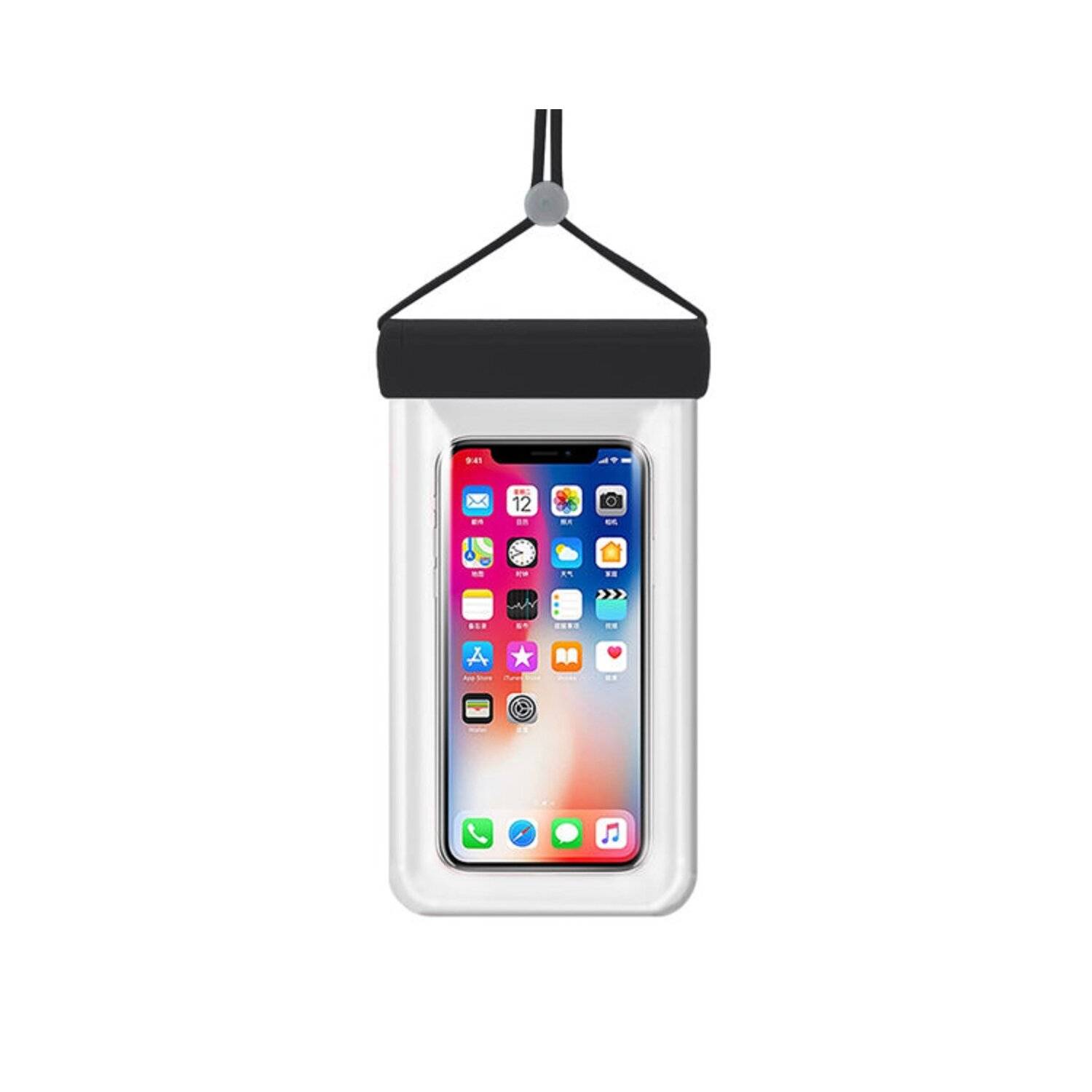 Wasserdichte Handyhülle 115 mm x 220 mm, Tasche für den Pool, Strand Schwarz