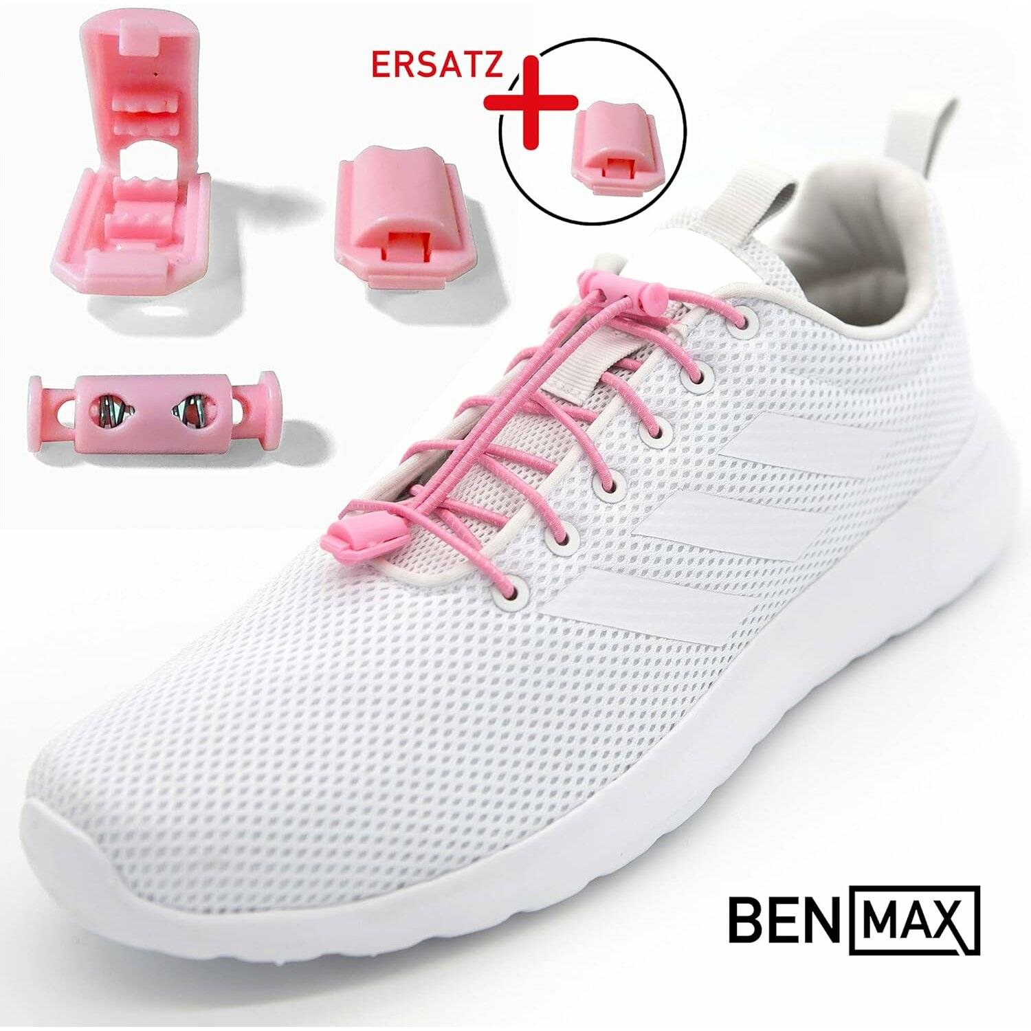 BENMAX SPORTS Hochleistungs-Schnürsenkel ohne Binden Gummi Schuhbänder mit Schnellverschluss Rosa