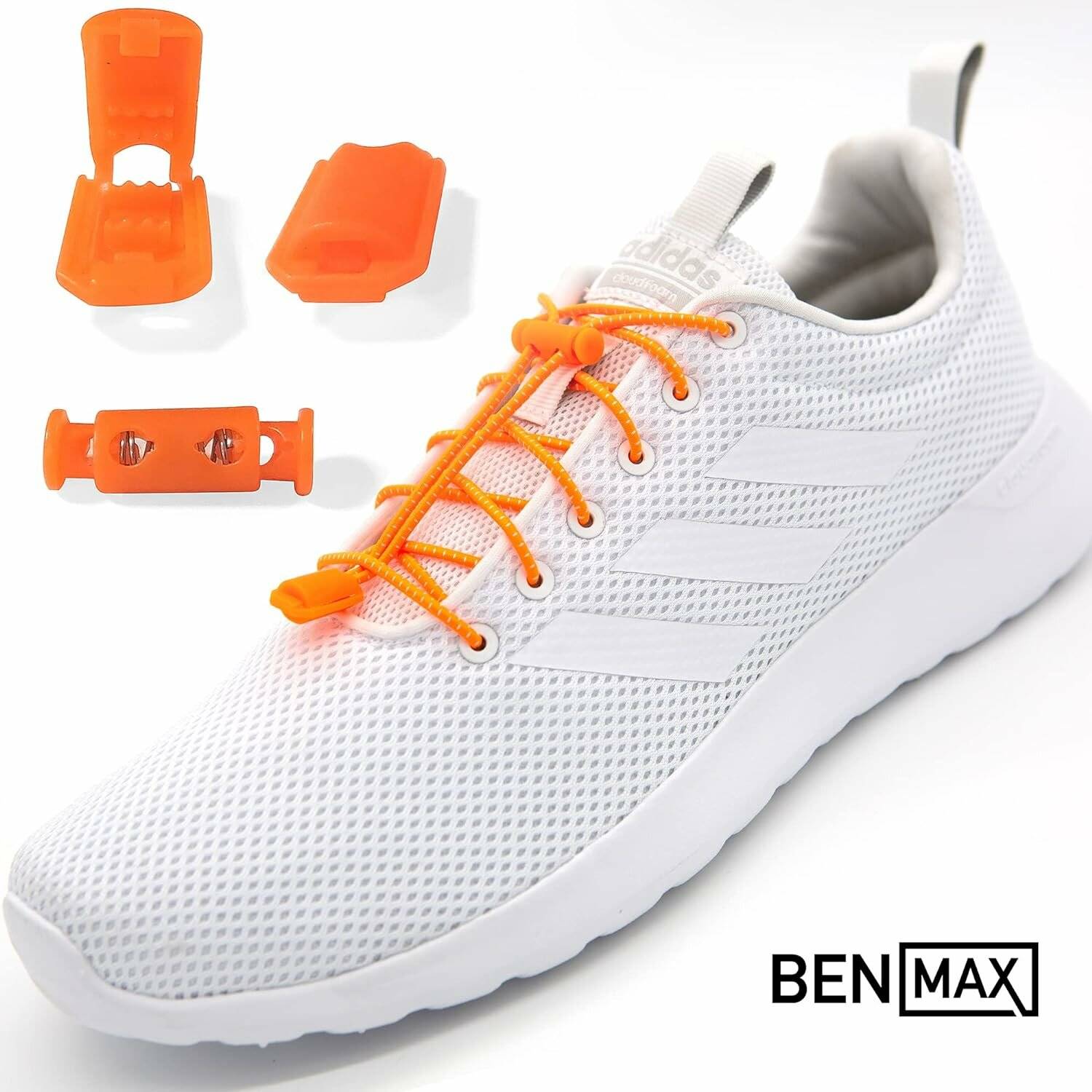 BENMAX SPORTS Hochleistungs-Schnürsenkel ohne Binden Gummi Schuhbänder mit Schnellverschluss Neon Orange