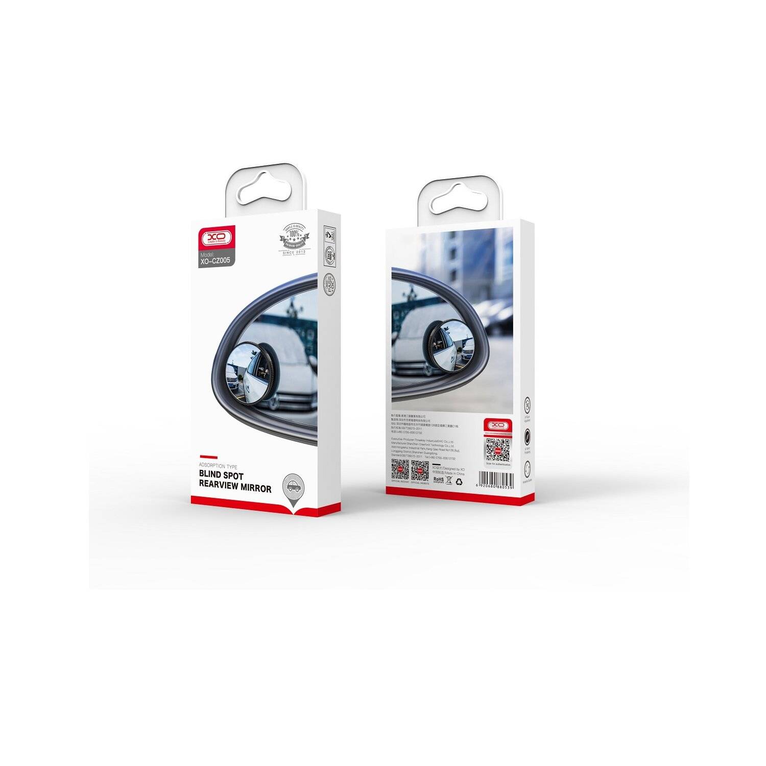 XO CZ005 2Stk. Blinderspot Rückspiegel zwei kleine Spiegel 55mm Grau