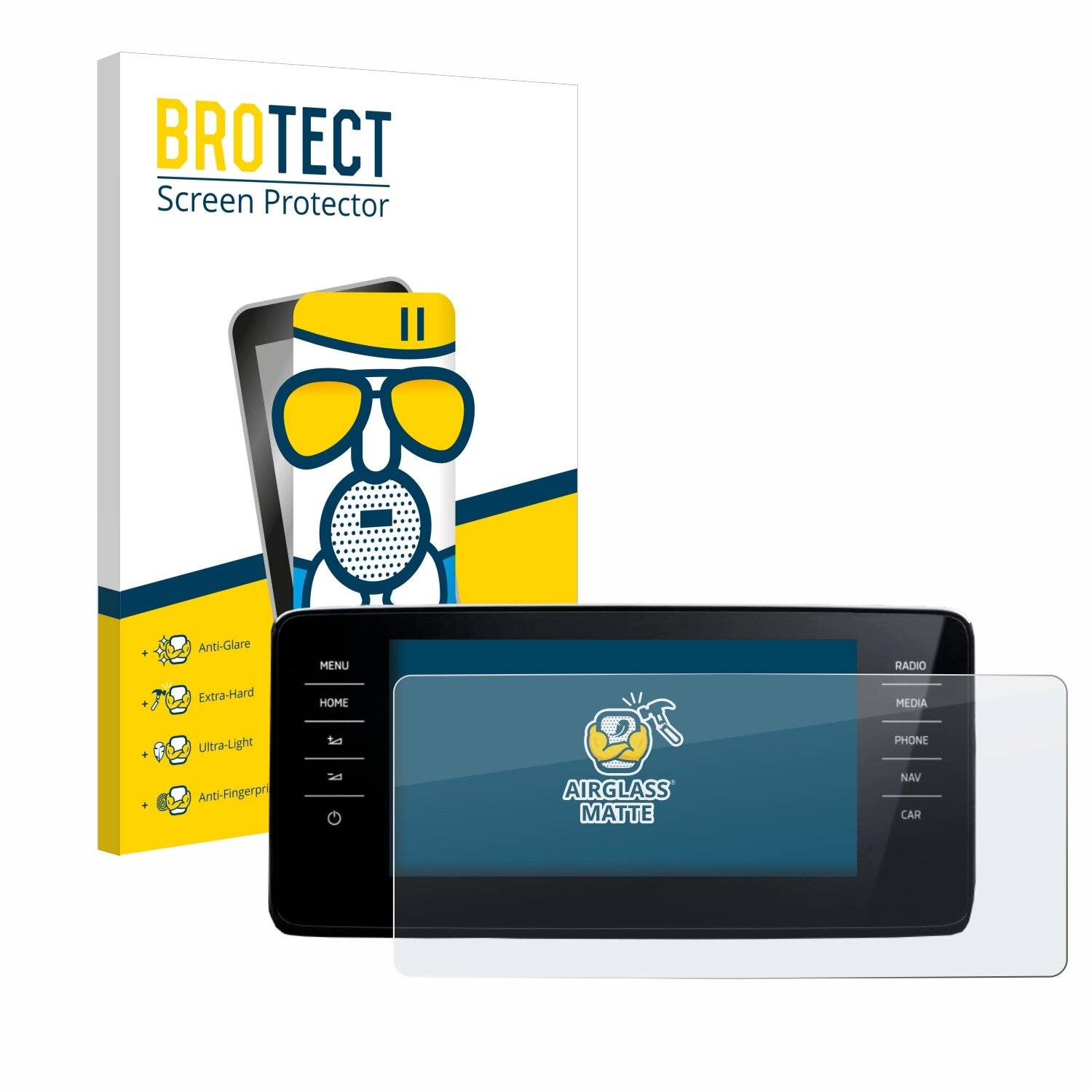 BROTECT AirGlass Matt Glas Panzer Folie für Skoda Scala Infosystem Amundsen 9.2