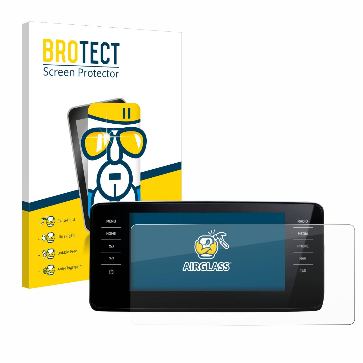 BROTECT AirGlass Glas Panzer-Folie für Skoda Scala Infosystem Amundsen 9.2 2022 - Schutzglas