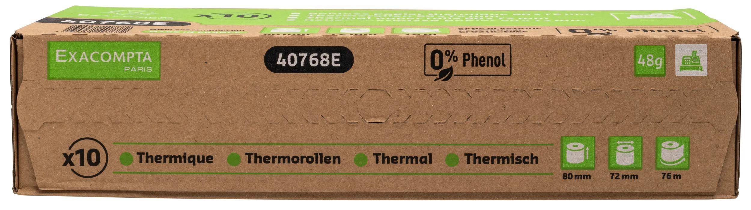 Eine Pappschachtel mit der Bezeichnung „Thermal Rolls