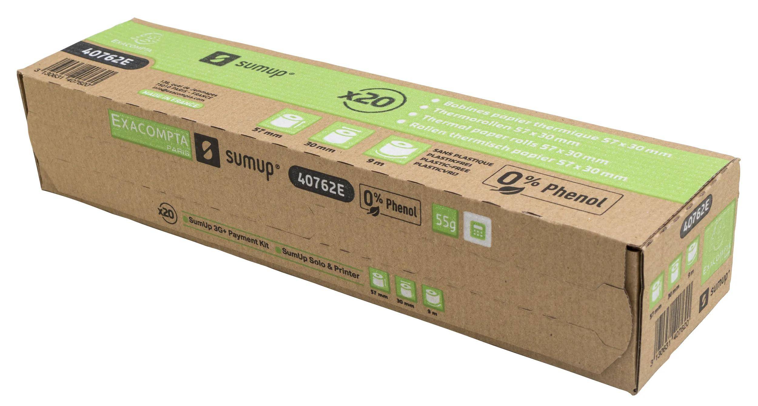 Ein Kartonkarton mit der Bezeichnung „SumUp