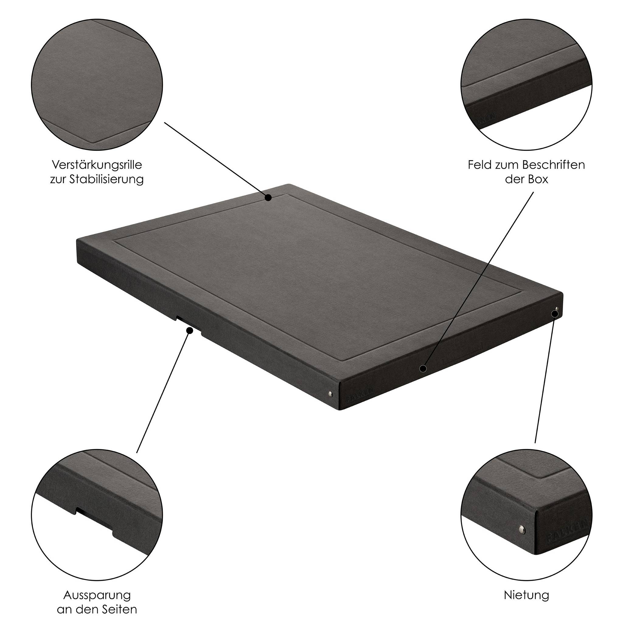 Falken 5x PURE Box Black DIN A2, Füllhöhe 40 mm schwarz - Schwarz - 22001672F