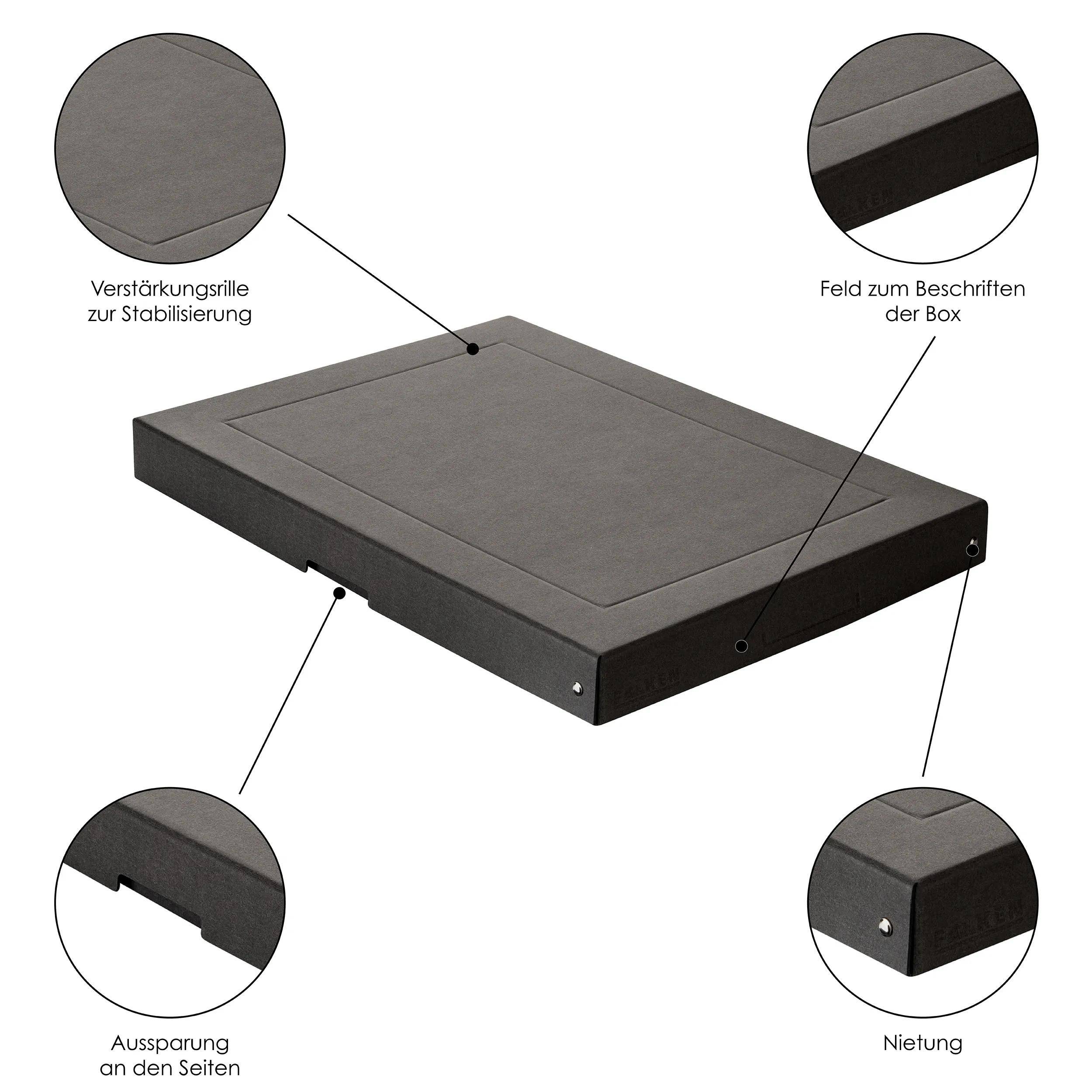 Falken 5x PURE Box Black DIN A3, Füllhöhe 40 mm schwarz - Schwarz - 22001680F