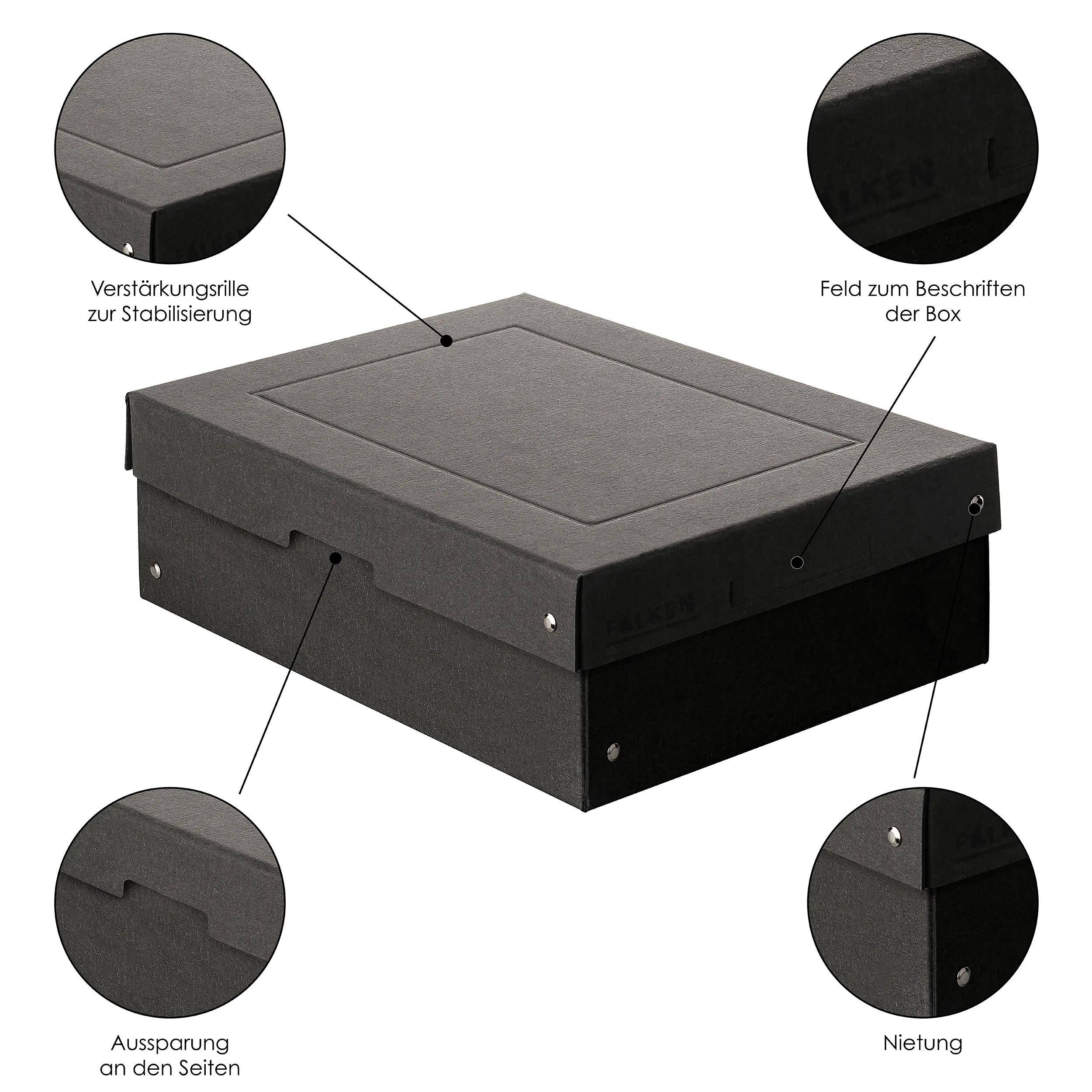 Falken 5x PURE Box Black DIN A4, Füllhöhe 100 mm schwarz - Schwarz - 22001704F