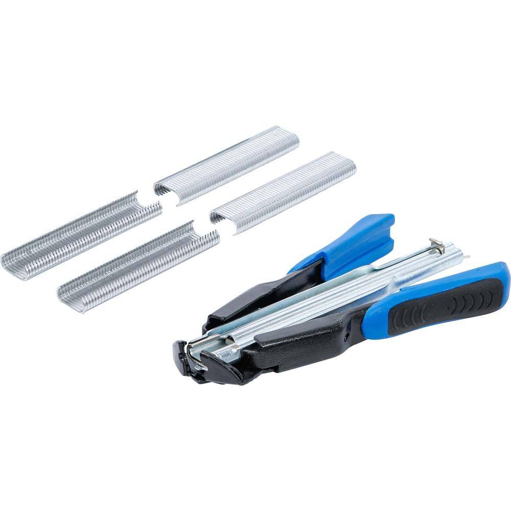 Polsterring-/ Zaunringzange - Länge 185 mm - mit 2 Magazinen C-Form Drahtringe (100 St.)