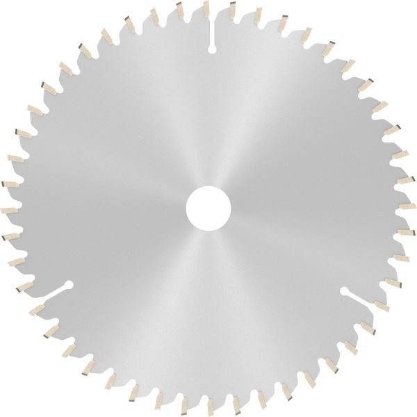 Kreissägeblatt mit scharfen Zähnen und einem zentralen Loch, das zum Schneiden von Materialien in der Bau- und Holzbearbeitung verwendet wird.