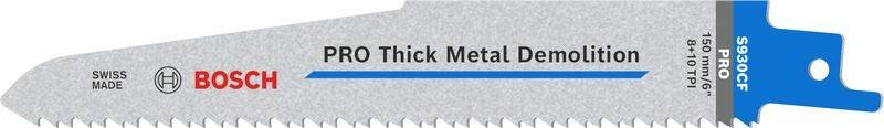 Text 'Dickes Metall' auf einem grauen strukturierten Hintergrund mit einer blauen horizontalen Linie darunter.