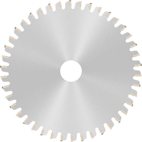 Eine Kreissägeblatt mit gleichmäßig verteilten, scharfen Zähnen am Rand, entwickelt zum Schneiden von Holz- oder Metallmaterialien.