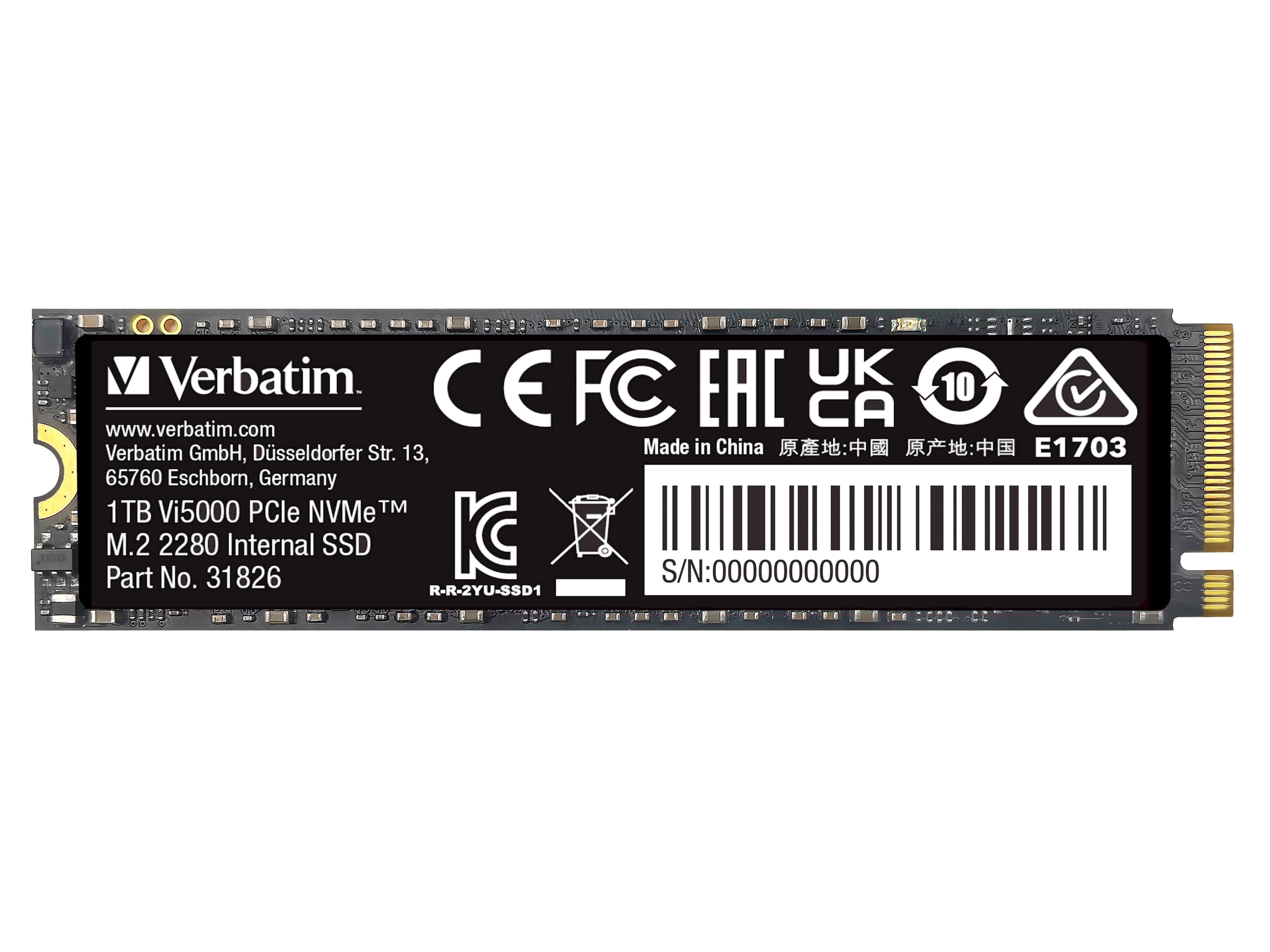 Verbatim Vi5000 Leistungsstarke M.2 NVMe SSD – PCIe 4.0, hohe Geschwindigkeit & langlebiges Design 1 TB