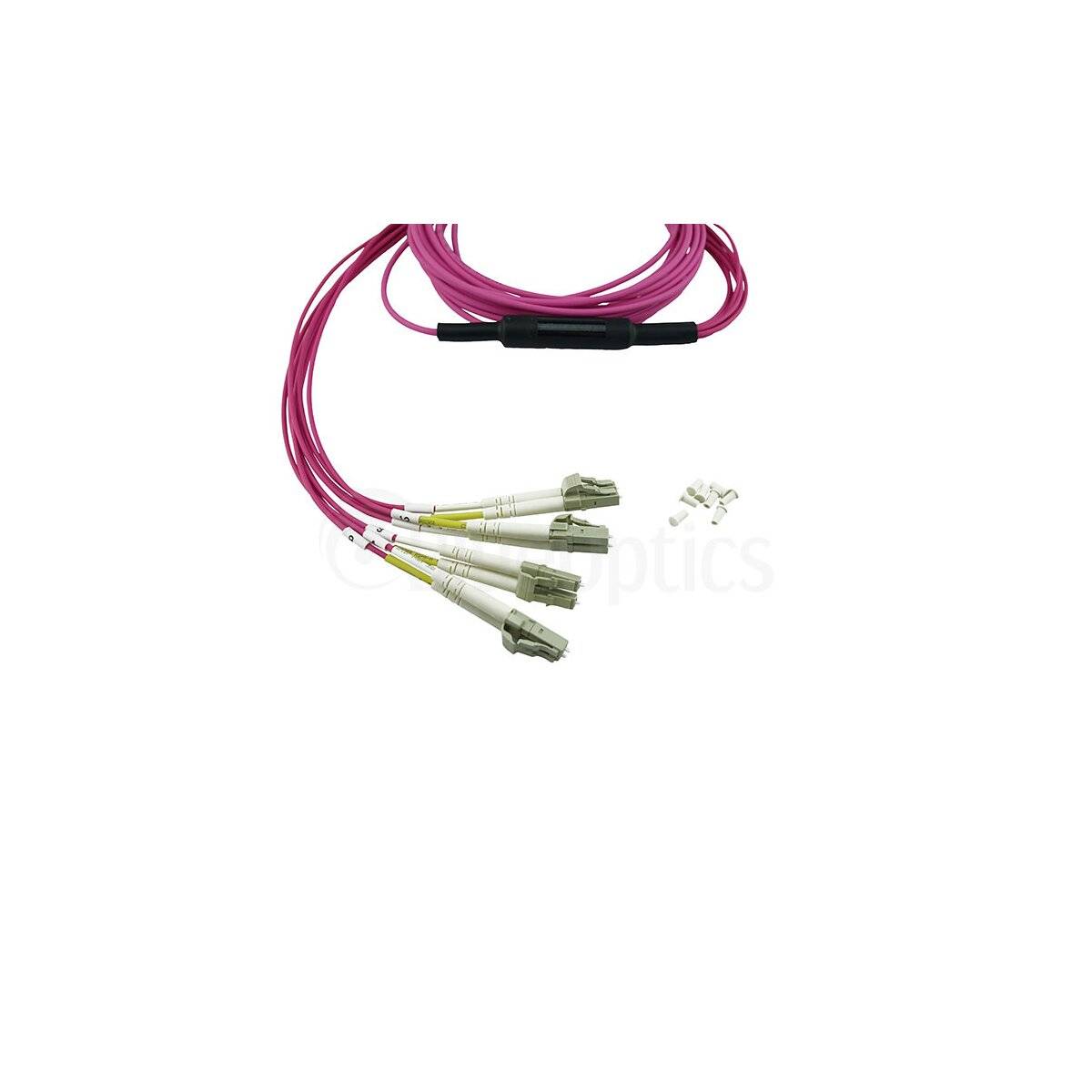 BlueOptics MPO Fanout LWL Kabel, MPO female / 4 x LC Duplex, 8 Fasern, 50/125 µm, OM4, erikaviolett,