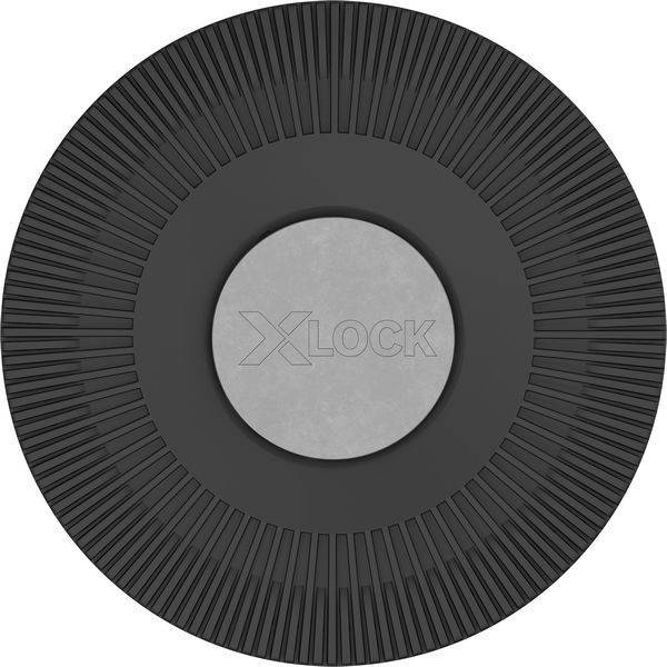 Eine runde Schleifscheibe mit einem zentralen grauen Bereich, der mit 