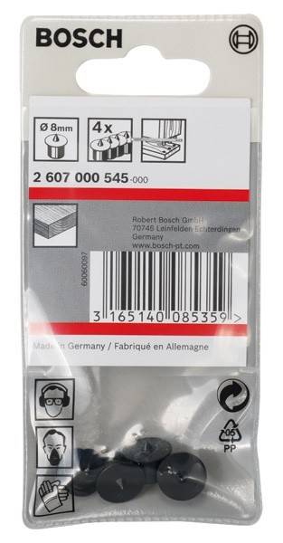 Verpackung für Bosch-Produkt mit Barcode, Modellnummer '2 607 000 545-000' und Text 'Made in Germany'. Enthält Schrauben-Symbole.