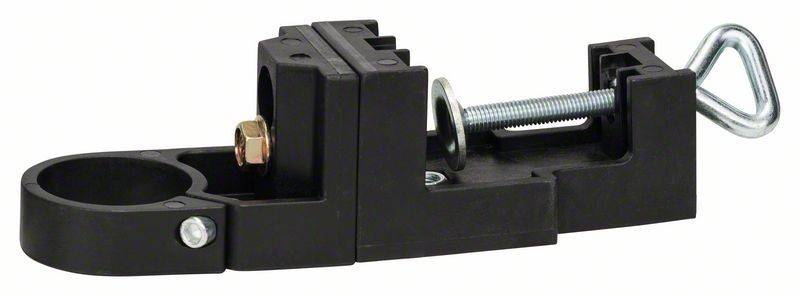 Nahaufnahme eines schwarzen linearen Schienenbefestigungsblocks mit einer Stahlschraube und einer Unterlegscheibe. Das Bild hebt die Hardware hervor, die zur Befestigung der Schiene verwendet wird.