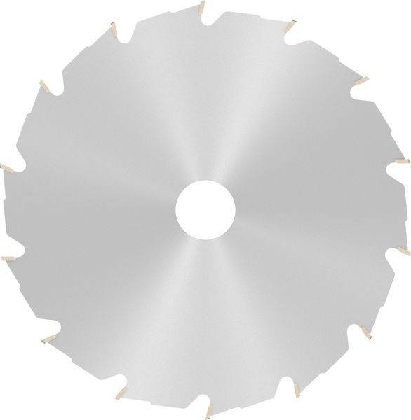 Eine Kreissägeblatt mit scharfen, gleichmäßig angeordneten Zähnen entlang des Randes, das zum Schneiden von Materialien wie Holz oder Metall verwendet wird.