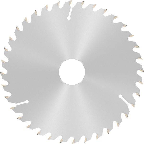 Eine Kreissägeblatt mit scharfen Zähnen am Rand, die zum Schneiden von Holz oder anderen Materialien verwendet wird.
