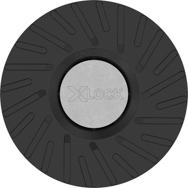 Das Bild zeigt eine runde, schwarze Trennscheibe mit Rillen, in deren Zentrum auf einem silbernen Hintergrund das Wort 'X-LOCK' zu sehen ist.