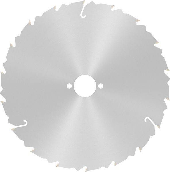 Eine Kreissägeblatt mit scharfen Zähnen, die gleichmäßig an seinem Rand verteilt sind und zum Schneiden von Materialien wie Holz oder Metall entwickelt wurden.