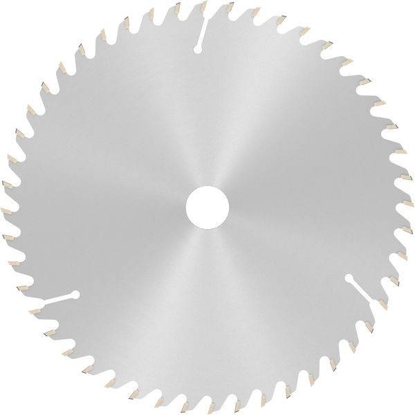 Eine Kreissägeblatt mit scharfen Zähnen, die gleichmäßig am Rand verteilt sind und zum Schneiden von Materialien wie Holz und Metall verwendet werden.