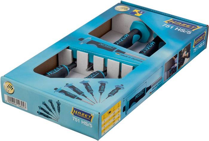 Splinttreiber-Satz 751HS/5, m.Handschutz, Gesamtl.150mm, Anz. WKZ: 5, HAZET
