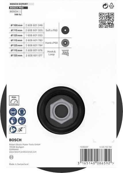 Bosch Schleifpad für Elektrowerkzeuge, 125 mm, mit Klett-Befestigung. Kompatibel mit bestimmten Werkzeugmodellen.