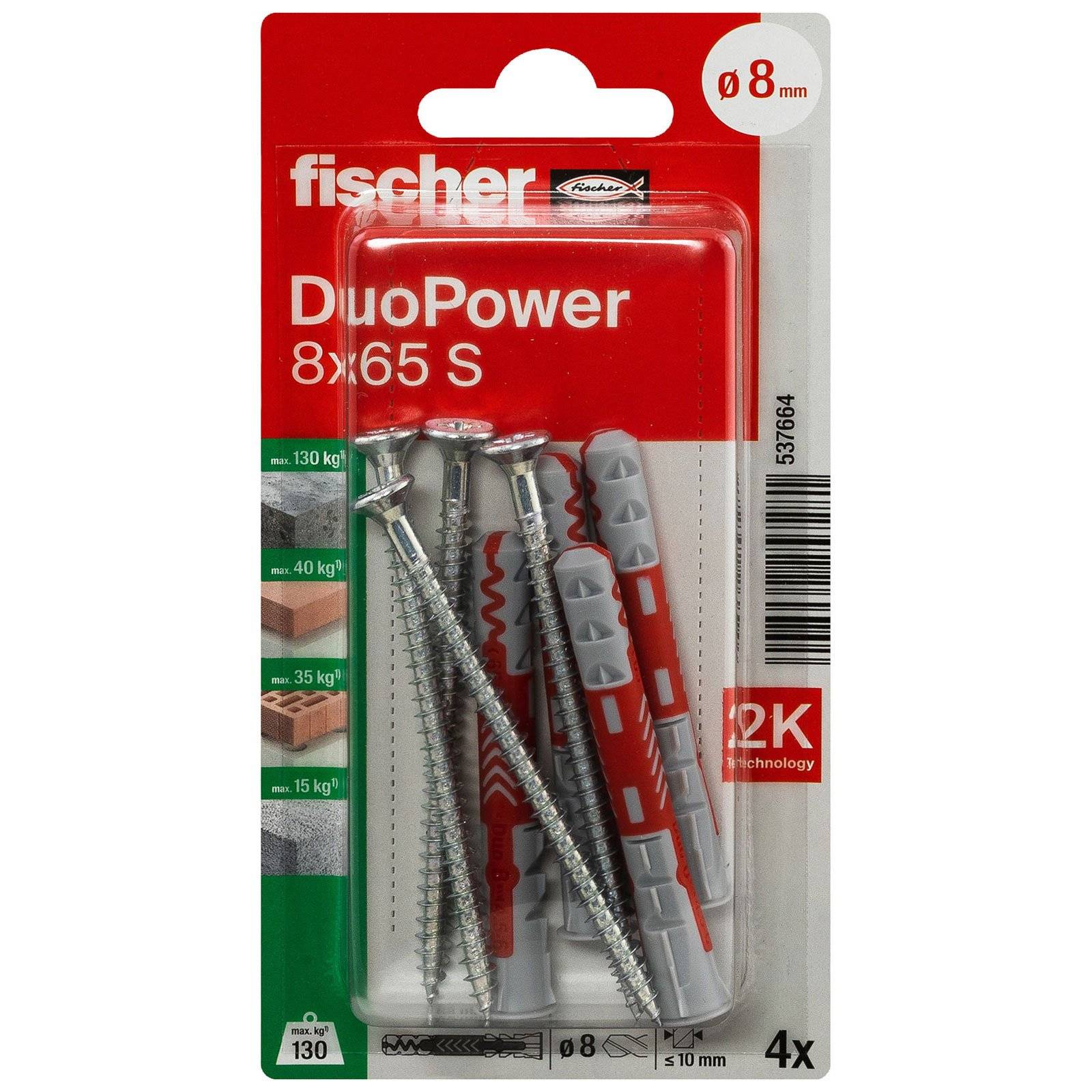 fischer DuoPower 8 x 65 S mit Schraube