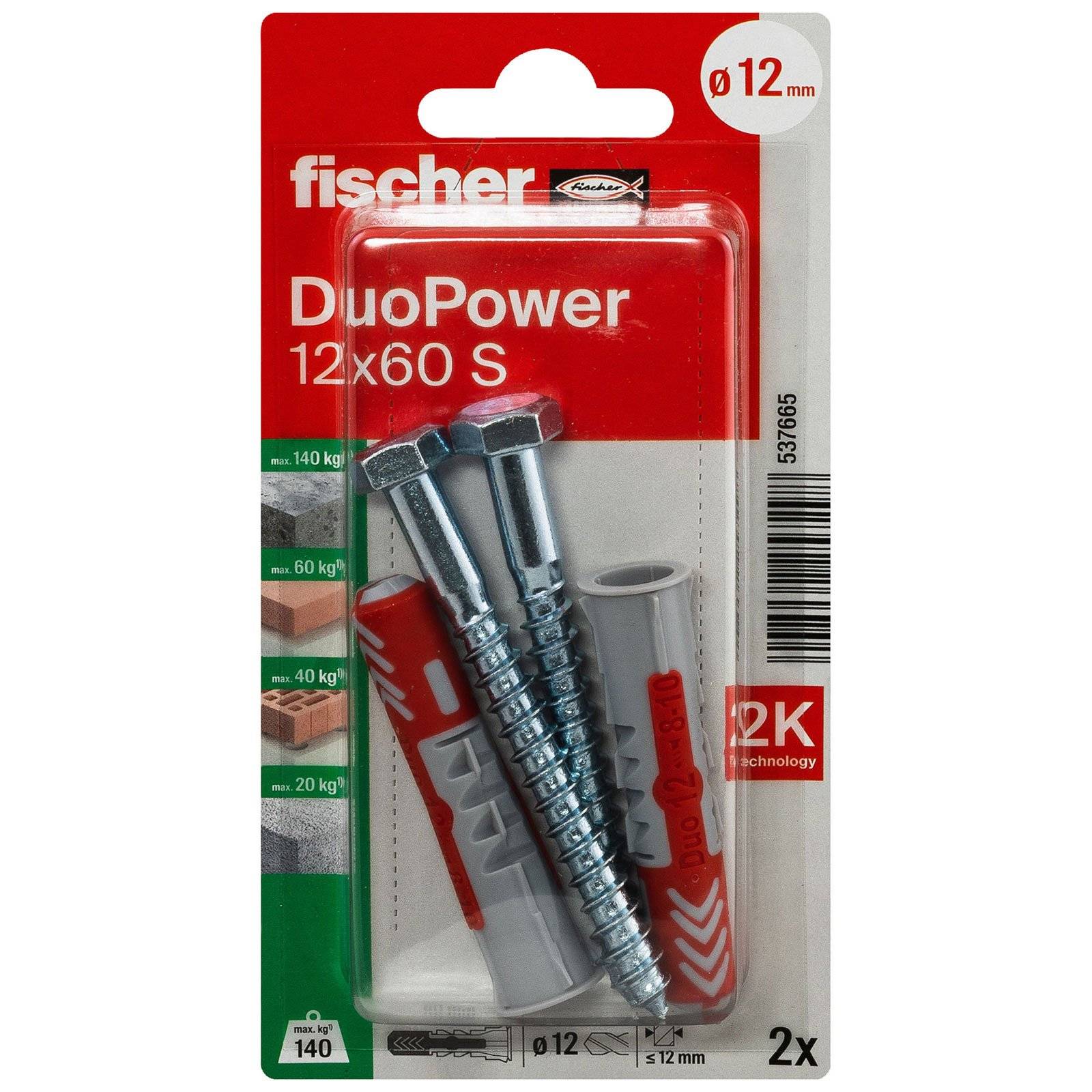 fischer DuoPower 12 x 60 S mit Schraube