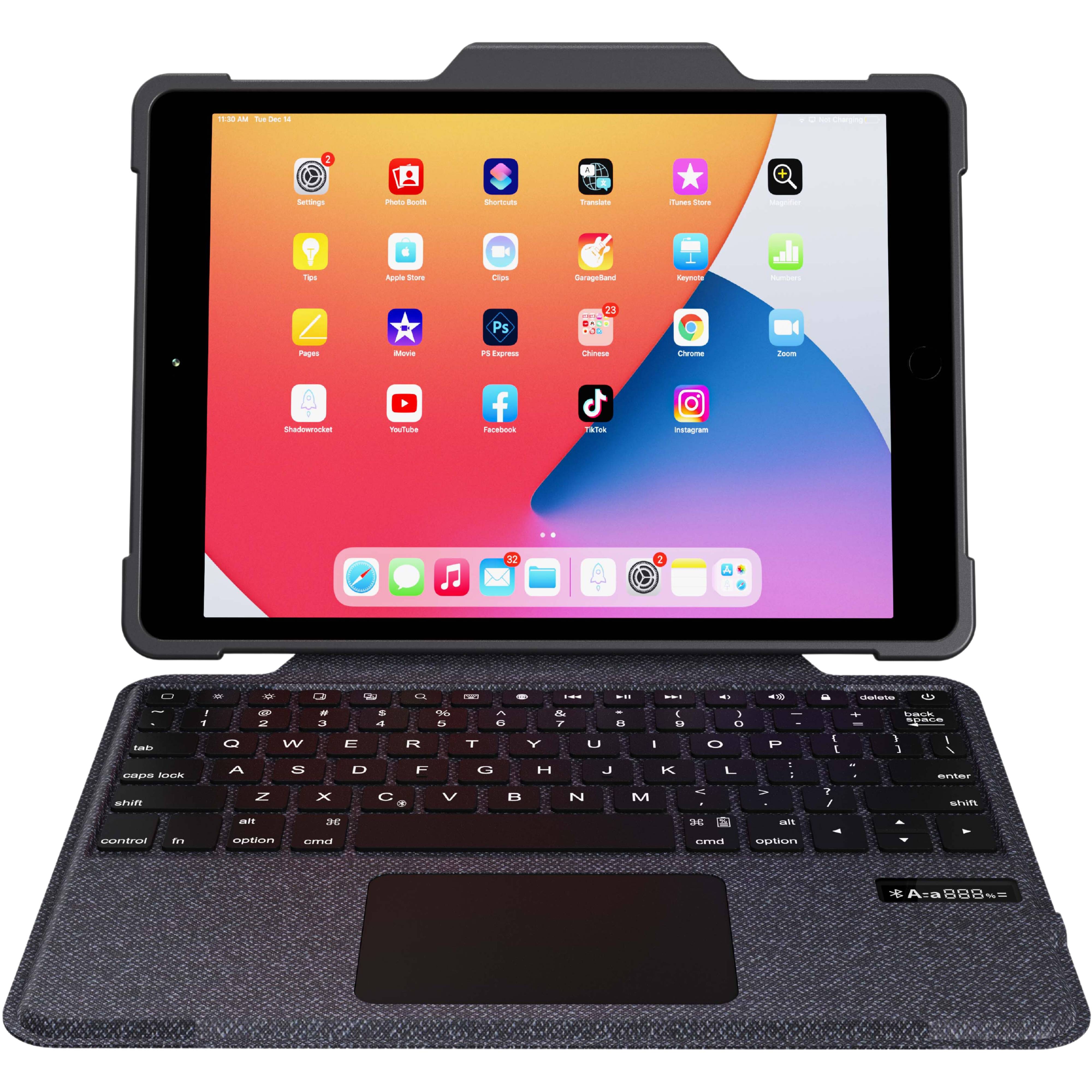 DEQSTER - Rugged Touch Keyboard Folio - mit Trackpad - für Apple iPad 10.2"" (7/8/9. Gen.) - Bluetooth - QWERTZ Layout, r