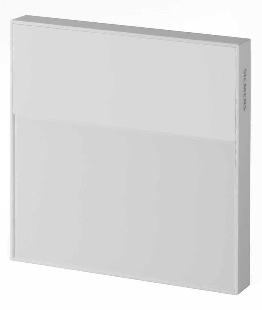 Ein Siemens-Wandgerät mit minimalistischem, modernem Design, das eine glatte weiße Oberfläche aufweist; spezifische Funktion nicht sichtbar.