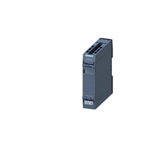 Ein elektronisches Gerät, mit der Bezeichnung 'Siemens Sirius', höchstwahrscheinlich eine Steuereinheit oder ein Relais, mit kompakter und rechteckiger Bauform.