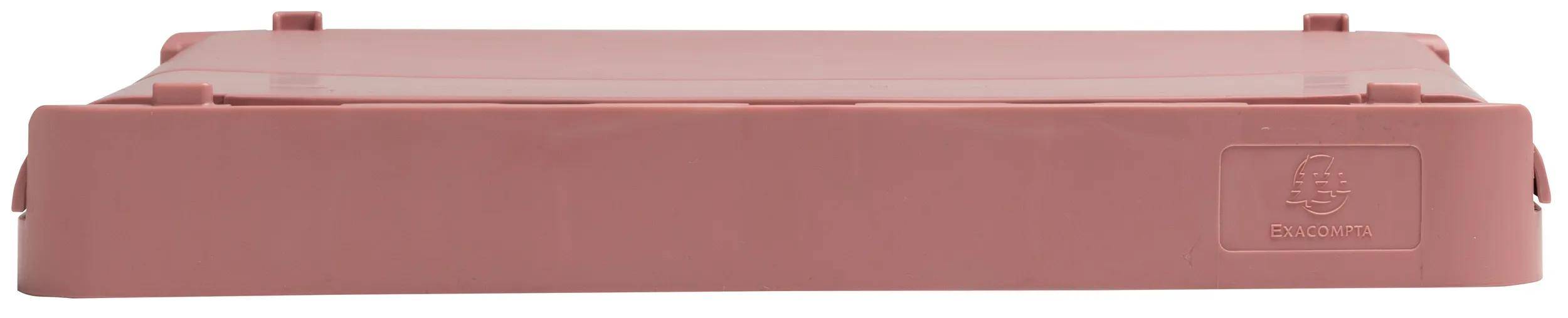 „Eine geschlossene rosa Box, einfach und rechteckig in der Form.