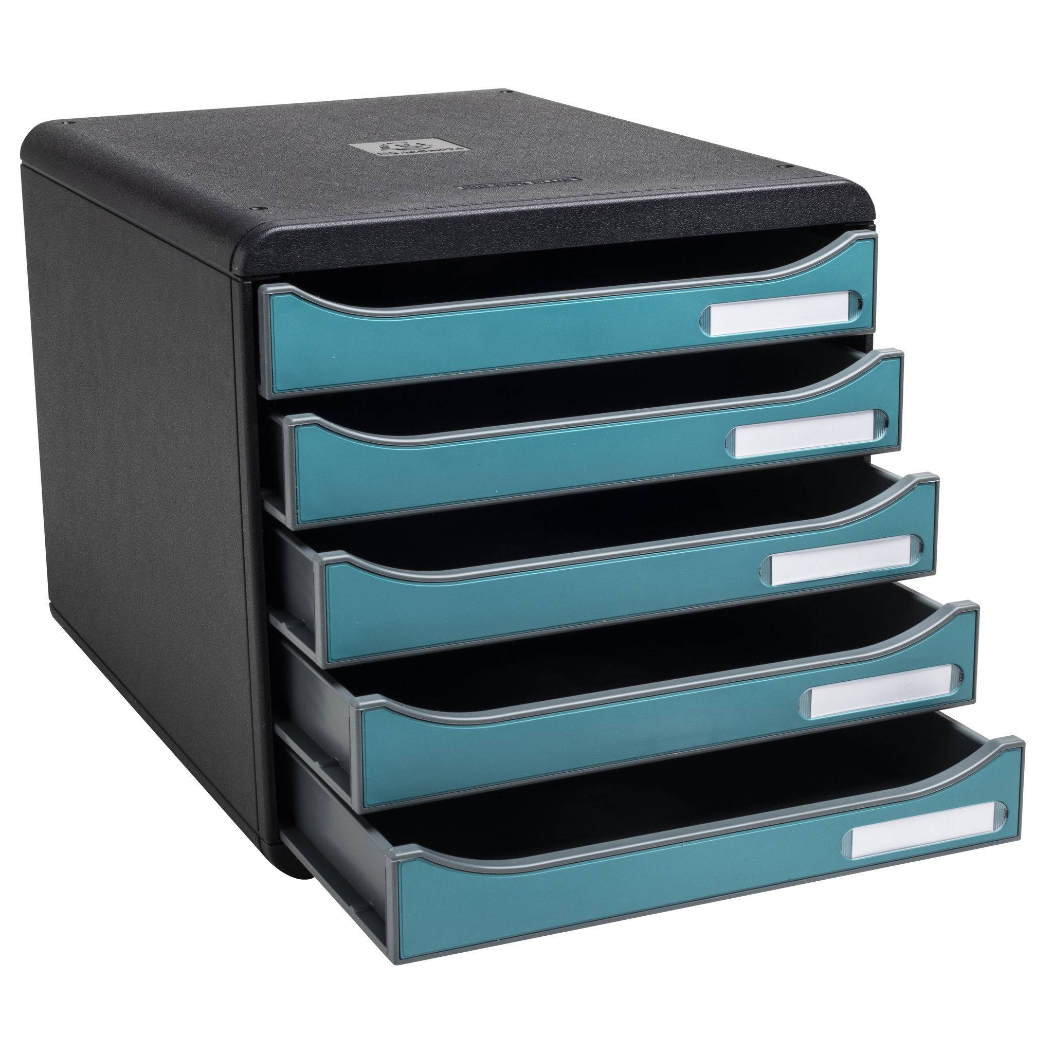 Exacompta Big Box, Schubladenbox + 5 Schubladen, Skandi, Bleu Pacifique, 30934D