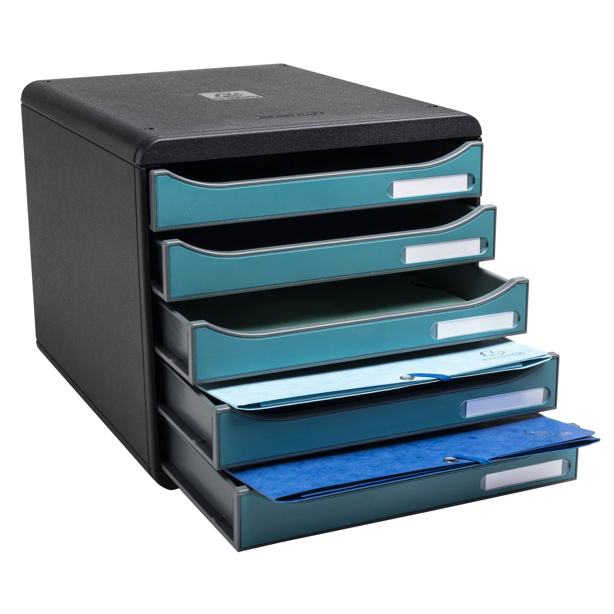 Exacompta Big Box, Schubladenbox + 5 Schubladen, Skandi, Bleu Pacifique, 30934D
