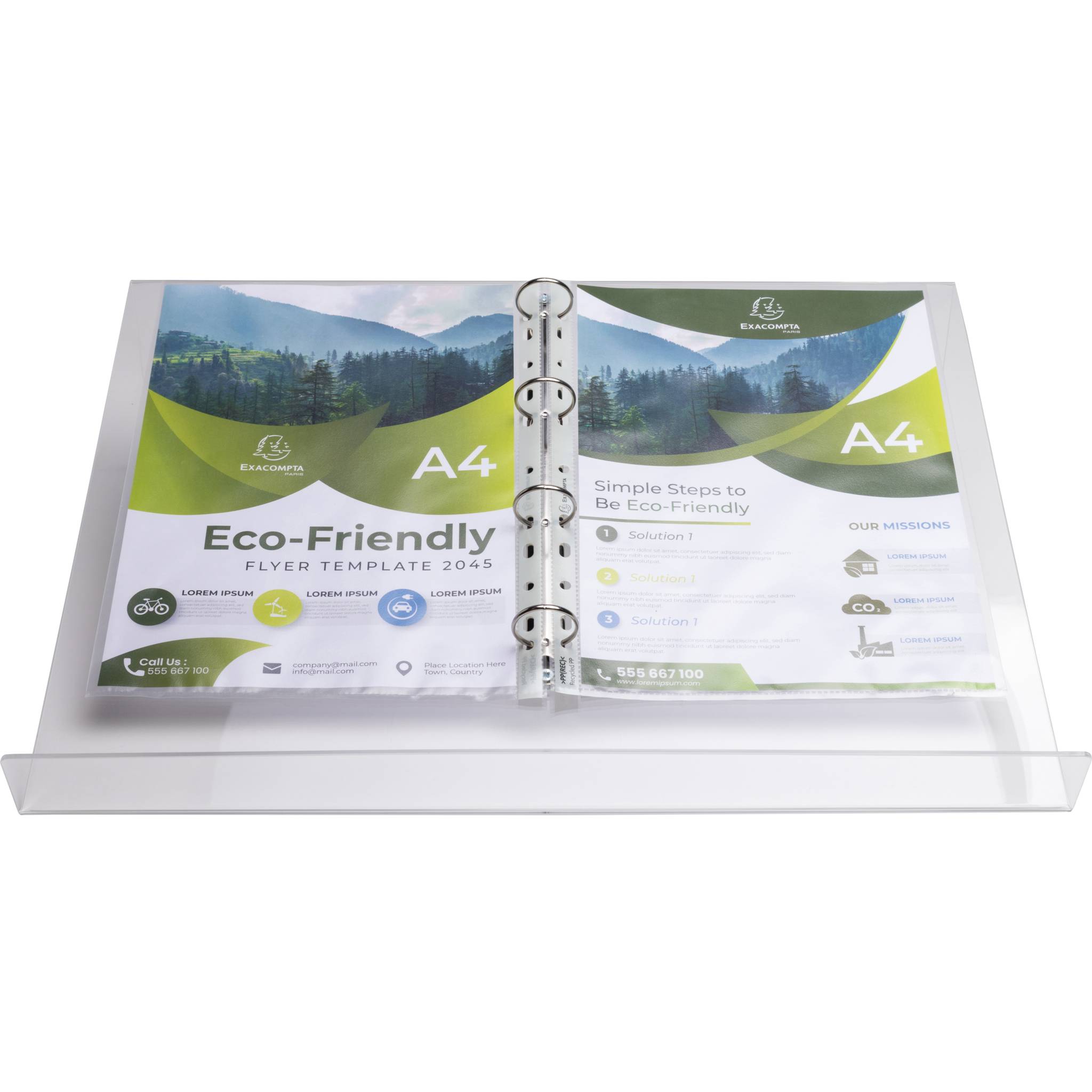 Exacompta Tisch-Lesepult A3 mit Ringmechanik - Kristall - 81458D