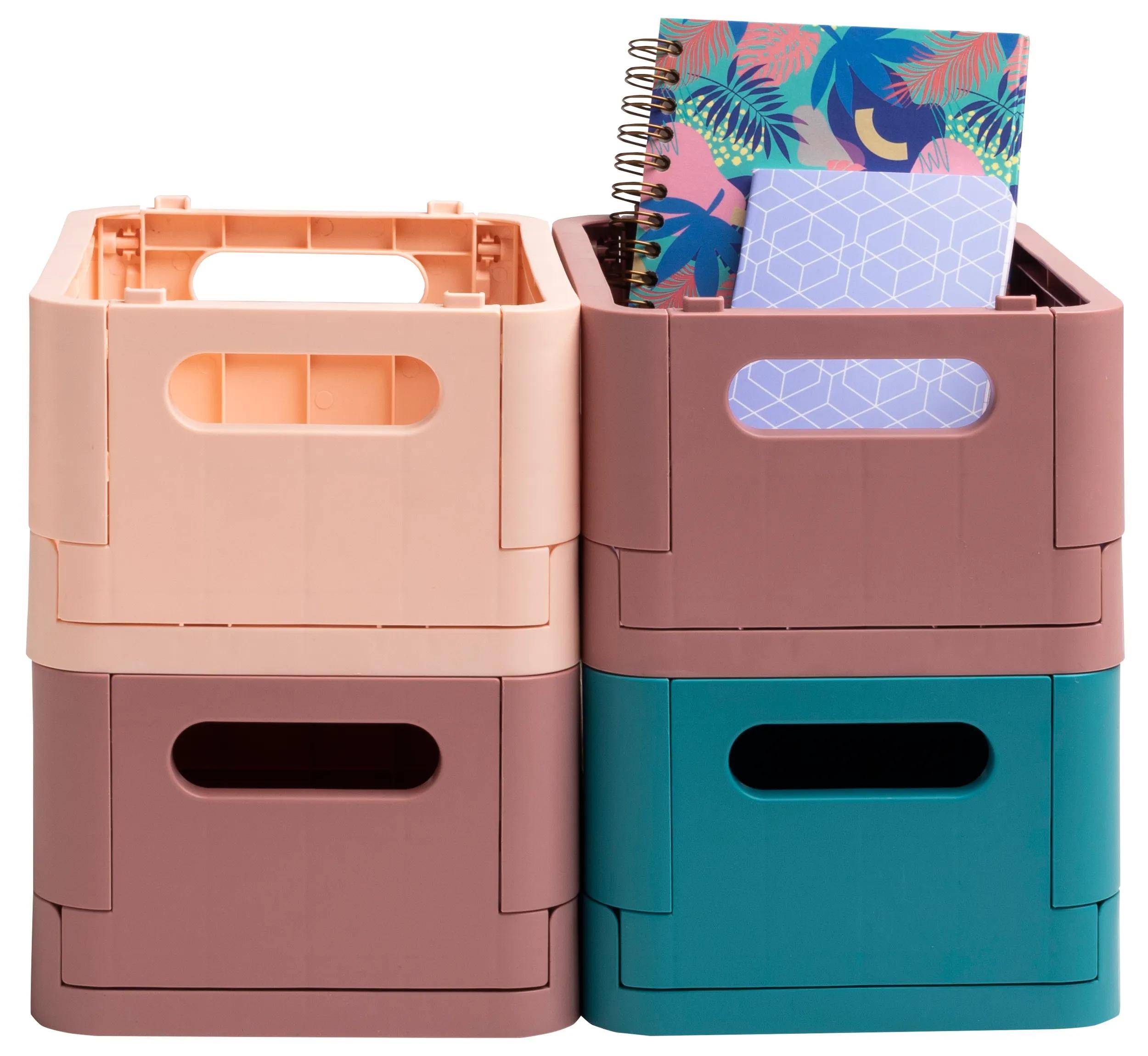 Exacompta 4x The Smart Case, klappbare Mini-Box A6+, Skandi - Altrosa - 27038D