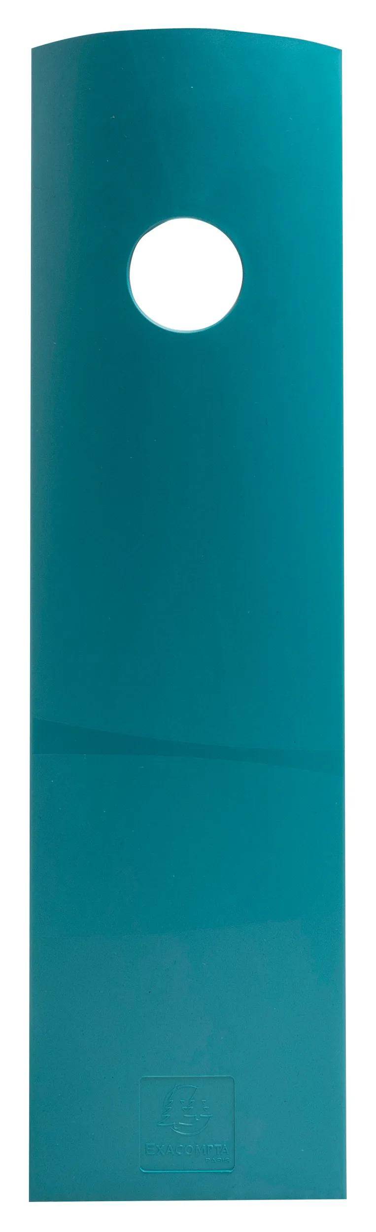 Ein türkisfarbenes rechteckiges Objekt mit einer glatten, glänzenden Oberfläche.