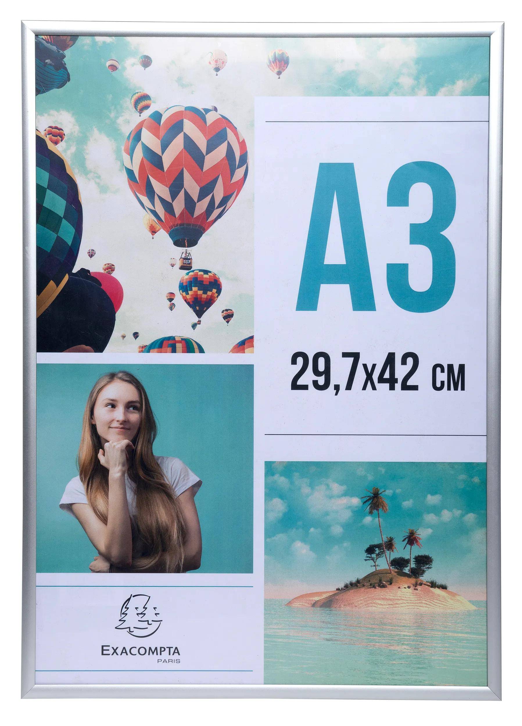 Exacompta 12x Fotorahmen A3 aus Aluminium, Exacryl - Kristall - 83758D