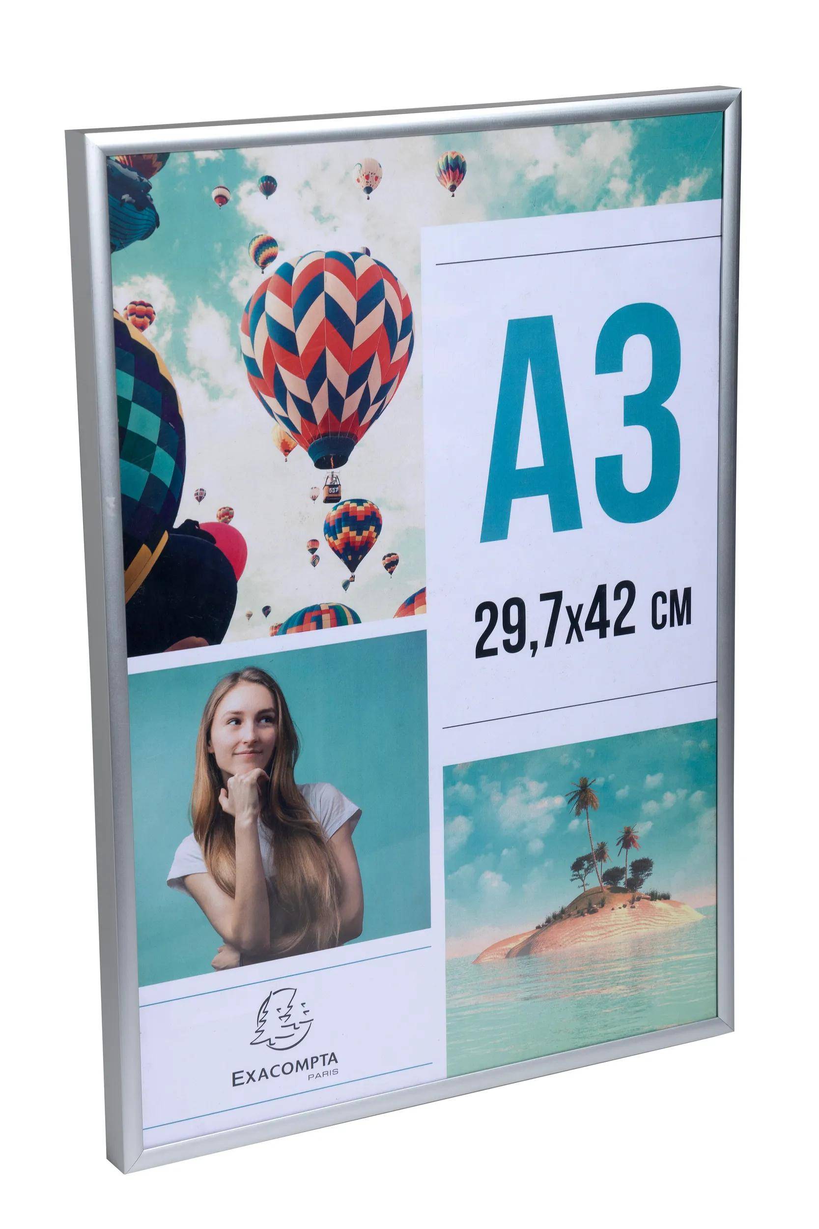 Exacompta 12x Fotorahmen A3 aus Aluminium, Exacryl - Kristall - 83758D