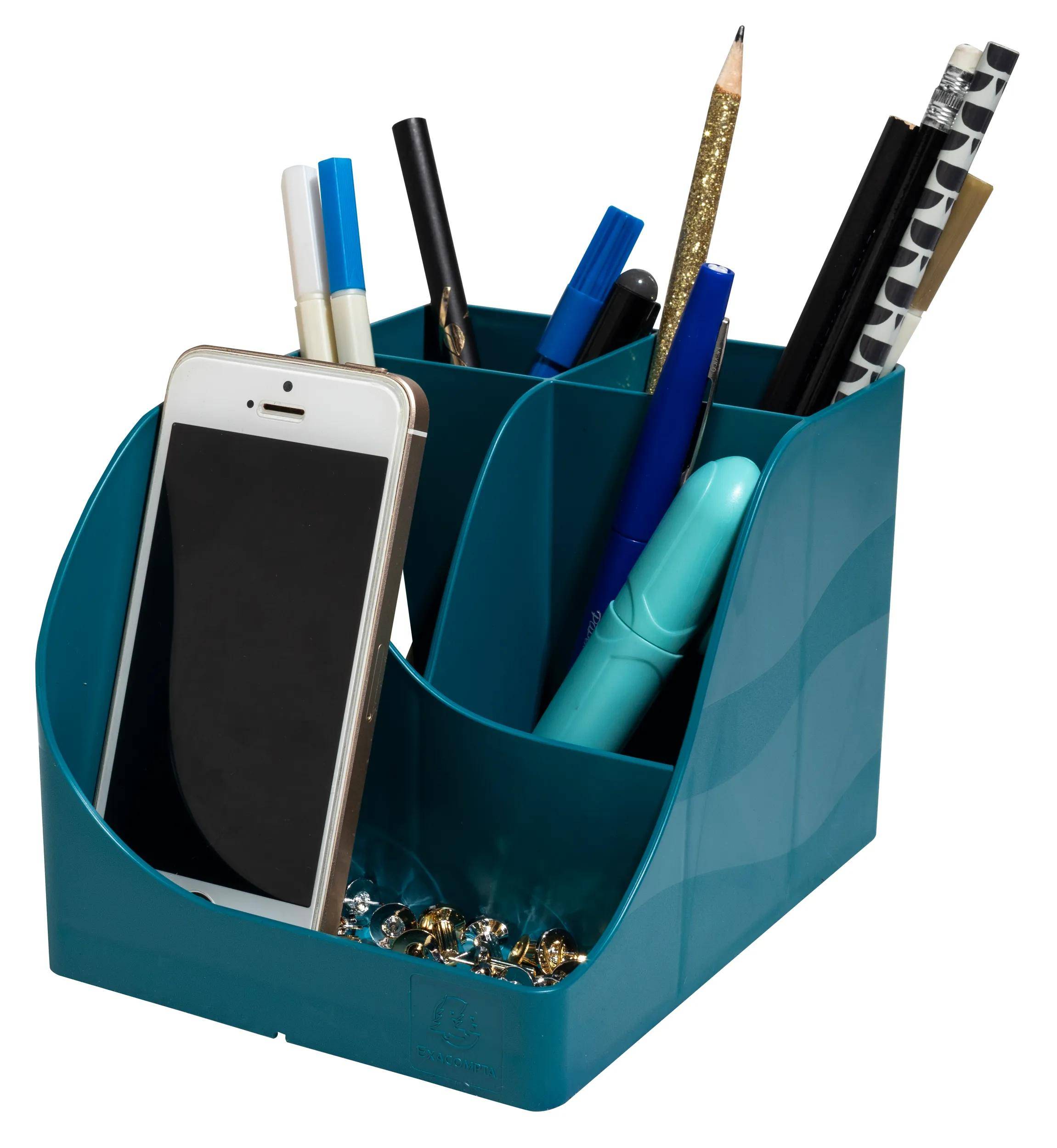 Exacompta 4x Stifteköcher Pen Wave, Neo Deco - Bleu canard - 69528D