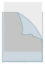 Ein einfacher gelber Ordner mit einem subtil geprägten Logo eines lachenden Gesichts und der Aufschrift „BABY MILO