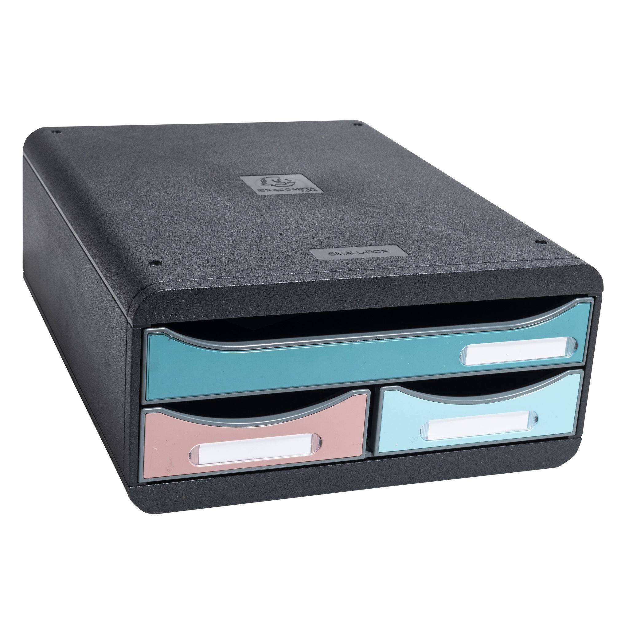 Exacompta Small Box, Schubladenbox mit 3 Schubladen, Skandi - sortiert - 311606D