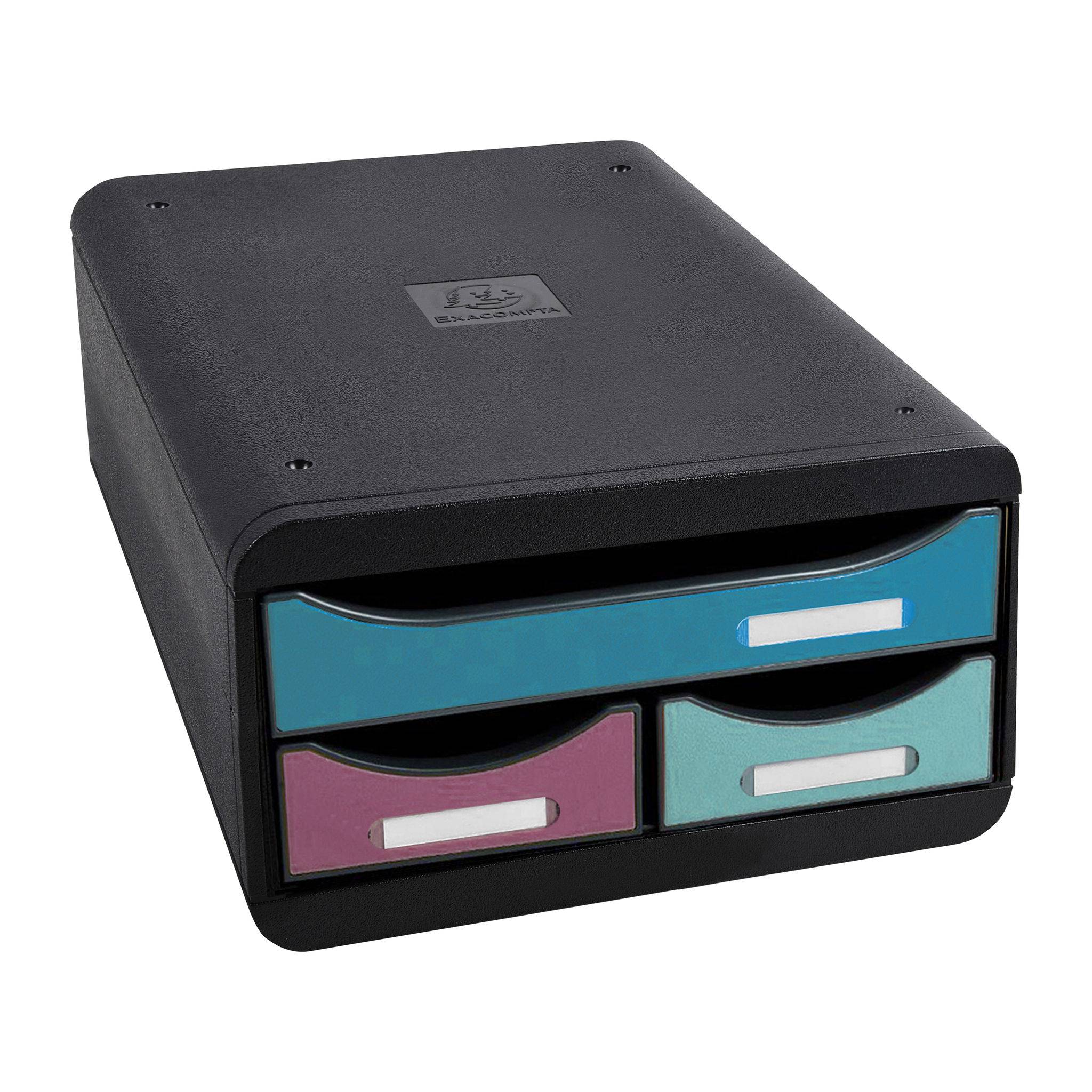 Exacompta Small Box, Schubladenbox mit 3 Schubladen, Skandi - sortiert - 311606D