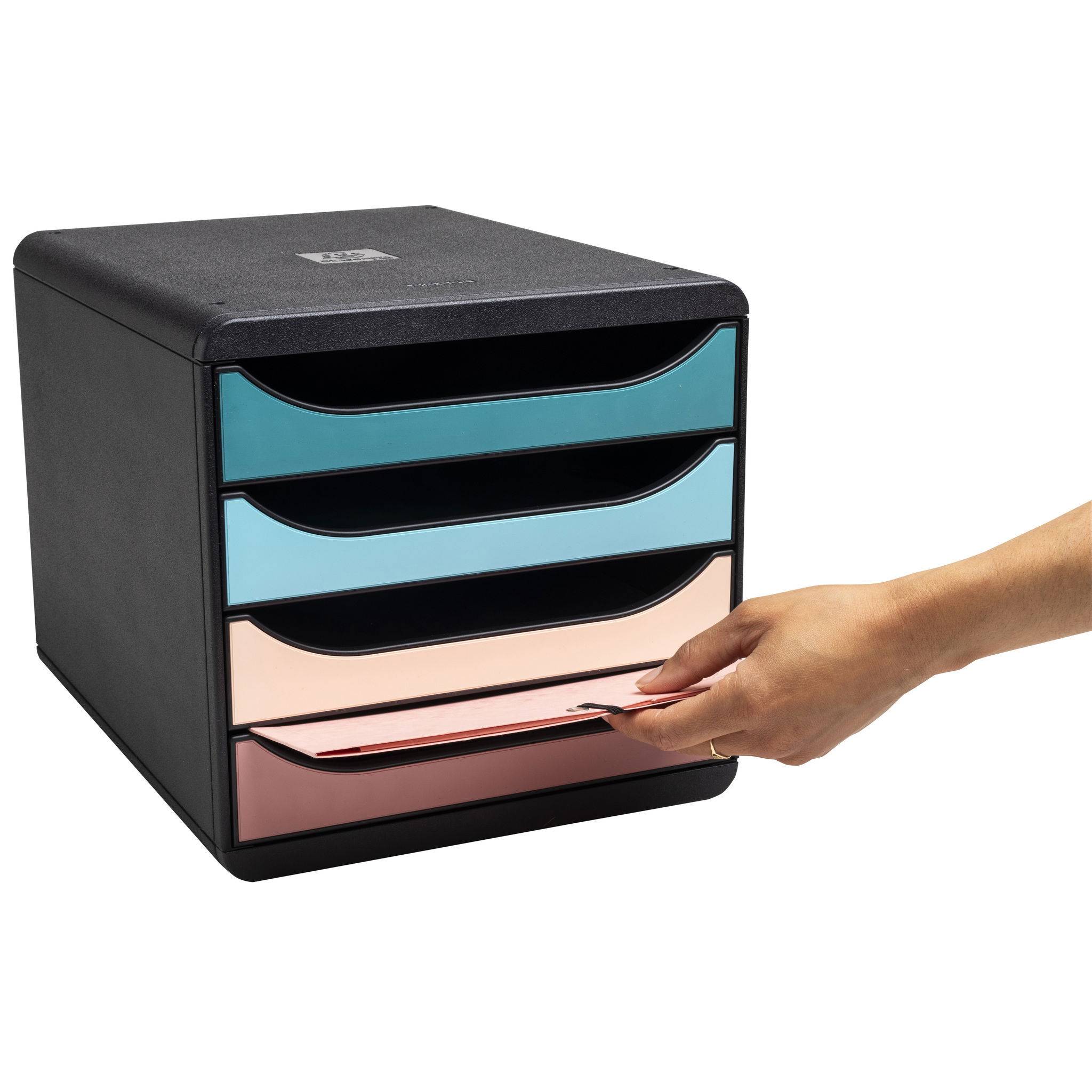 Exacompta Big Box, Schubladenbox mit 4 Schubladen, Skandi - sortiert - 310606D