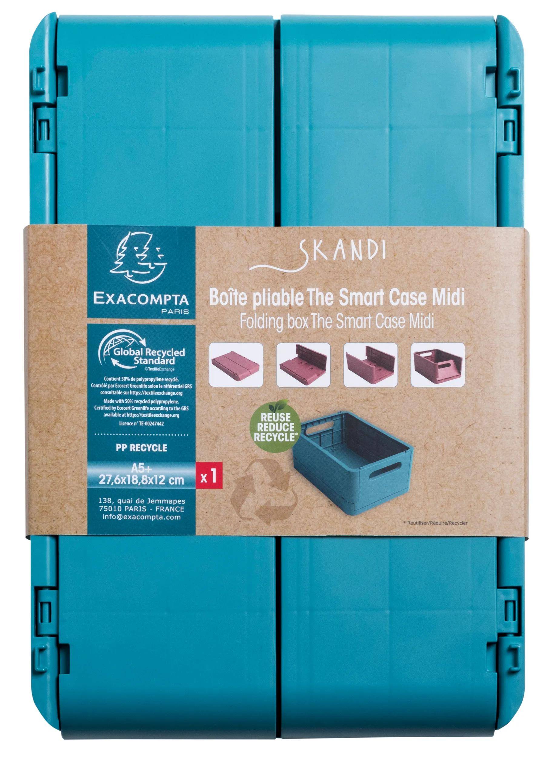 Exacompta 4x The Smart Case klappbare Midi-Box A5 mittlere Größe Bleu 27134D