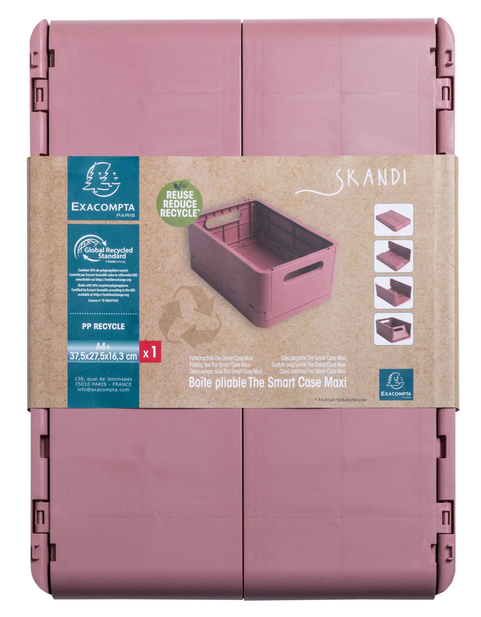 Exacompta 4x The Smart Case, klappbare Maxi-Box A4+, Skandi - Altrosa - 27238D