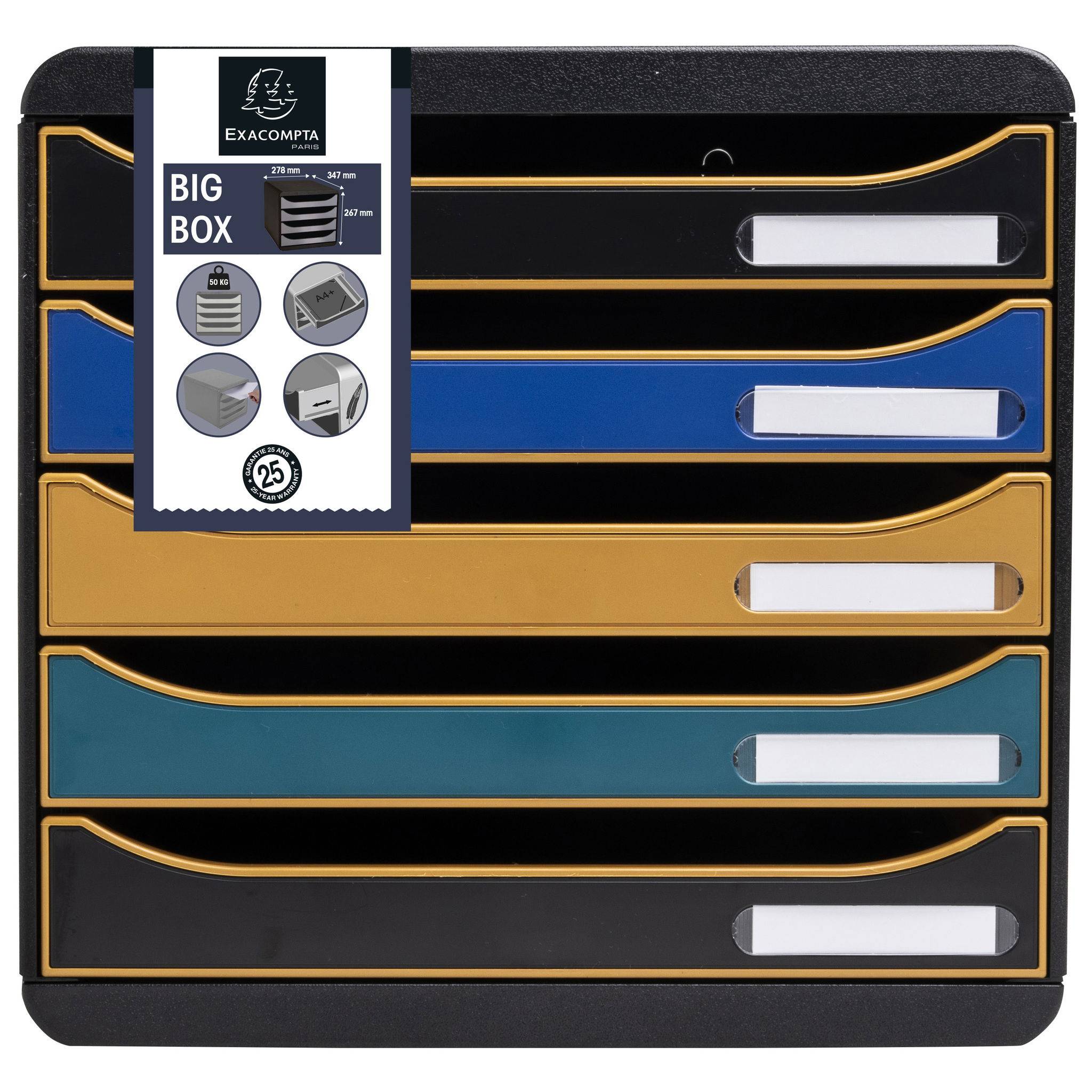 Exacompta Big Box, Schubladenbox mit 5 Schubladen, Neo Deco - sortiert - 309505D