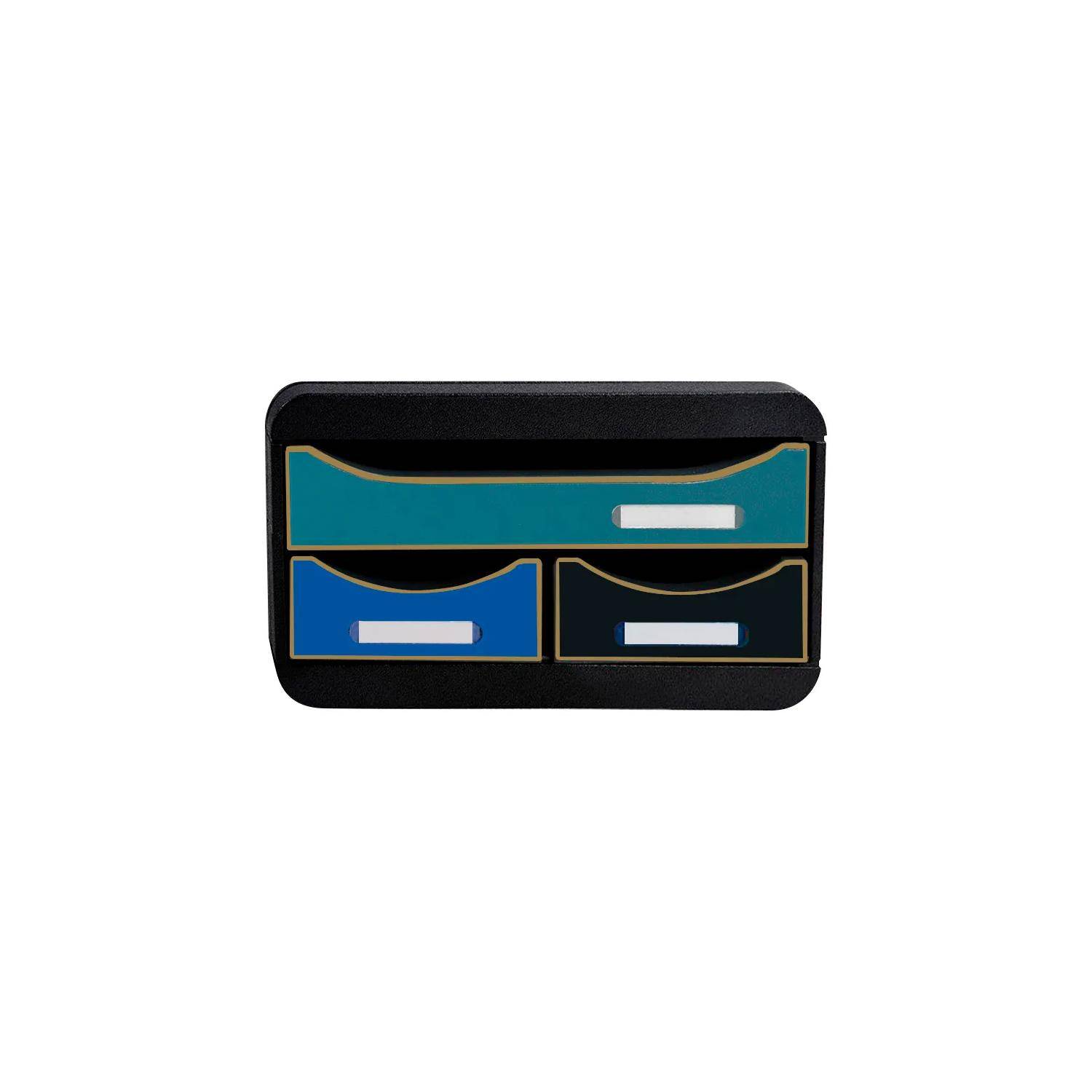 Exacompta Small Box, Schubladenbox mit 3 Schubladen, Neo Deco, sortiert, 311505D