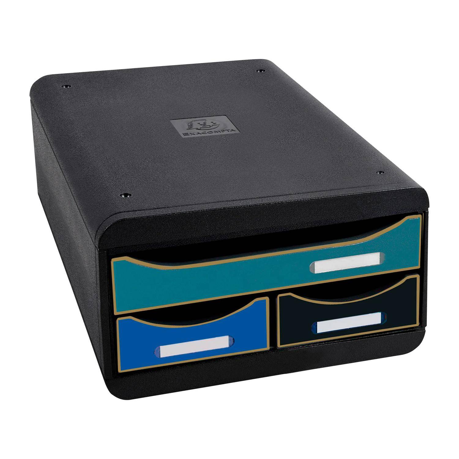 Exacompta Small Box, Schubladenbox mit 3 Schubladen, Neo Deco, sortiert, 311505D